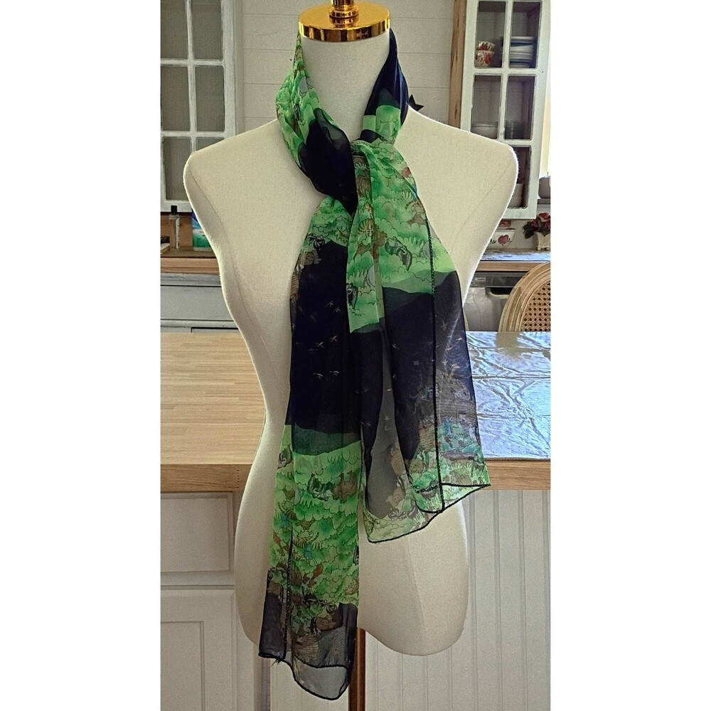 Noah's Ark Print Sheer Scarf Colorful Lightweight Christian Gift Idea